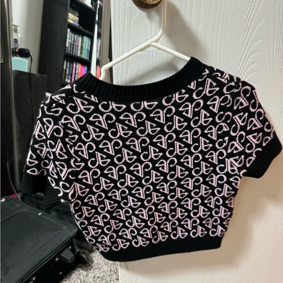 Divided Black/Pink Crop Top - Picture 2 of 3